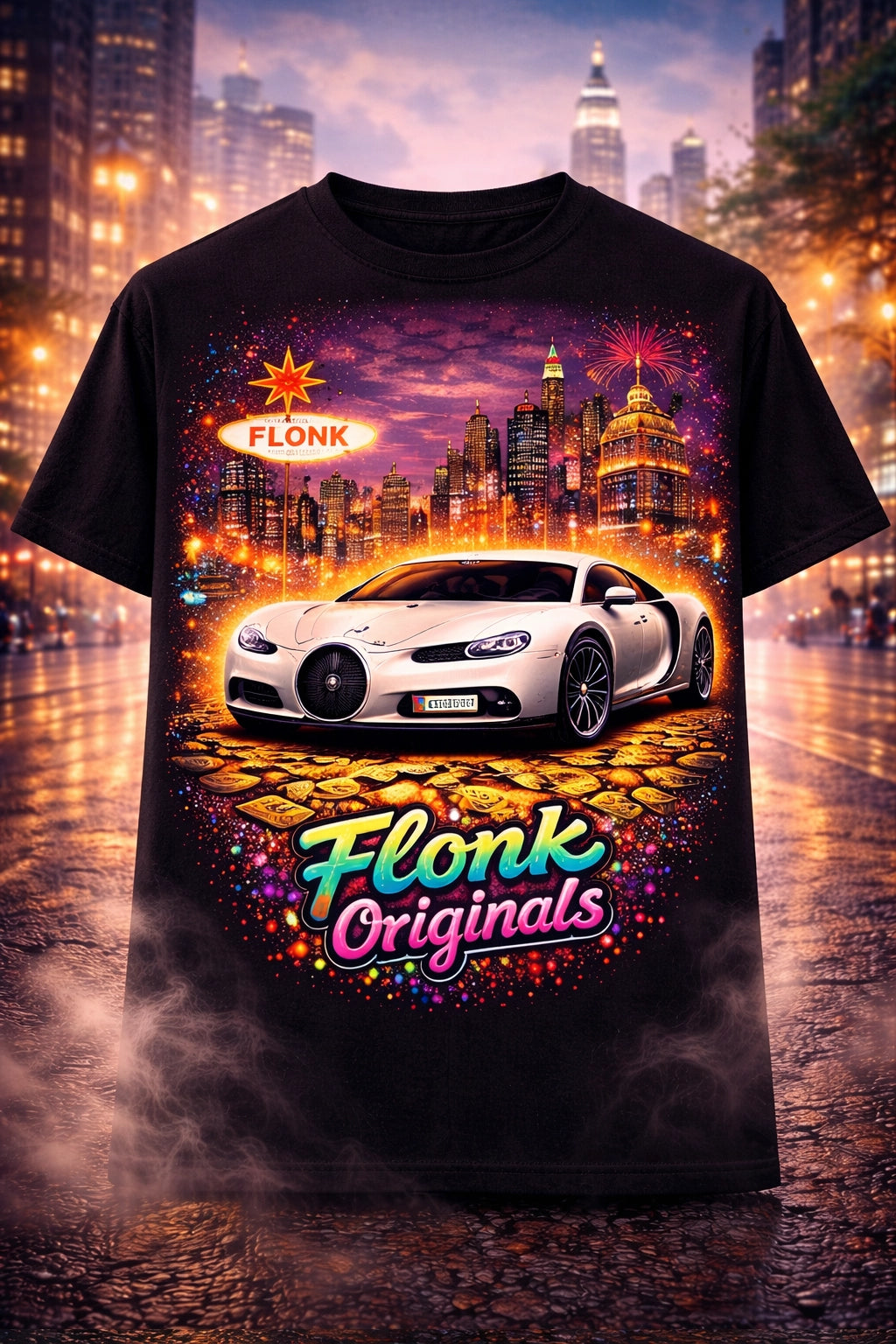 Flonk Originals – Night City Supercar T-Shirt