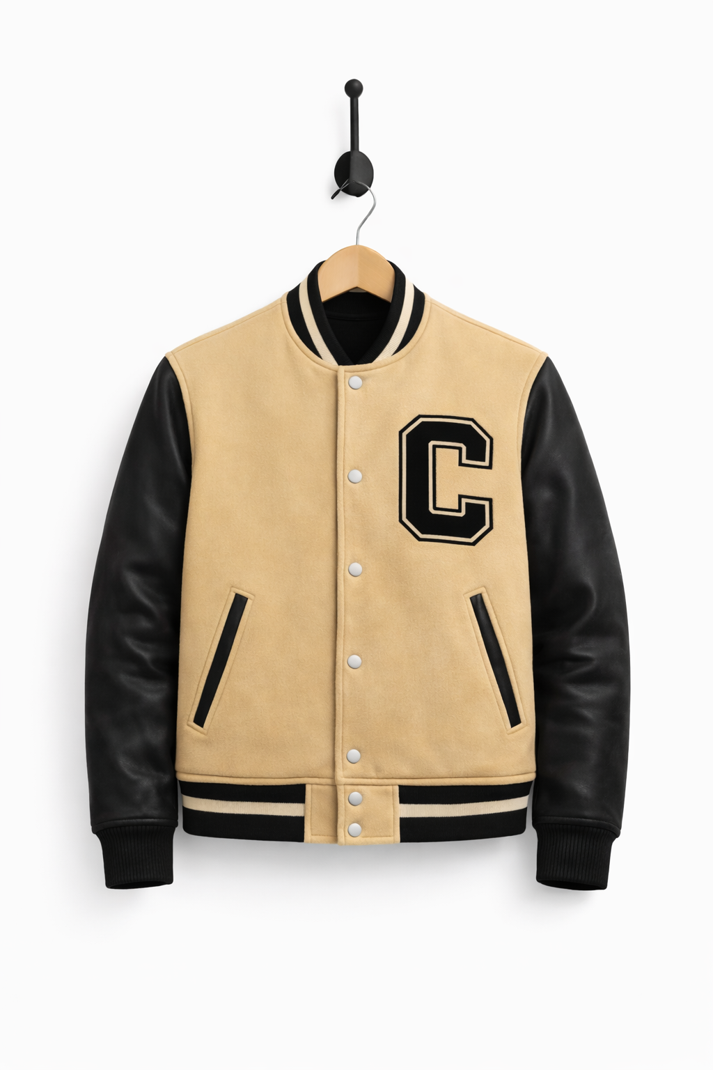 Flonk Varsity Jacket – Beige & Black