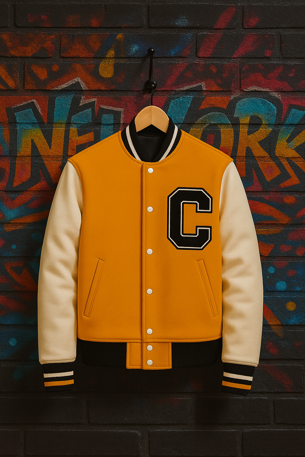 Captain Solid Baseball Jacket, Leather, Orange