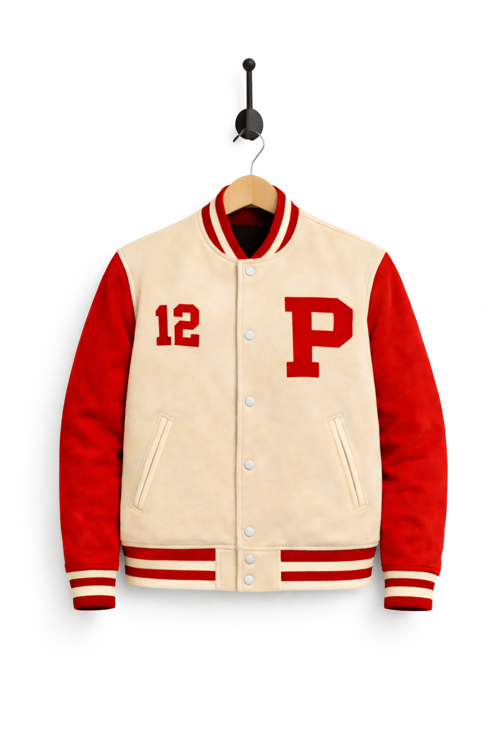 Flonk Originals Varsity Jacket – Beige & Red