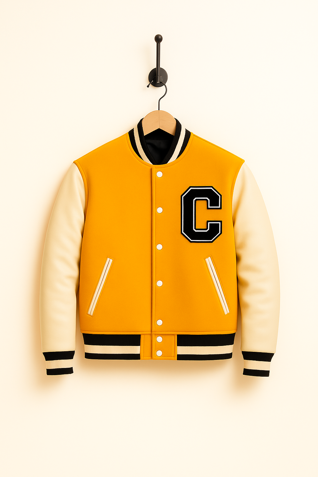 Captain Solid Baseball Jacket, Leather, Orange